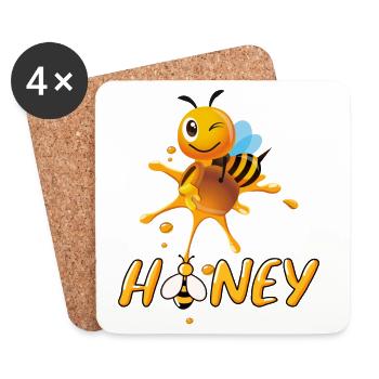 abeille, ruche, apiculteur - Dessous de verre (lot de 4) - blanc - Devant