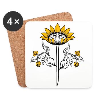 Sonnenblume, Sunflower - Untersetzer (4er-Set) - Weiß - Vorne