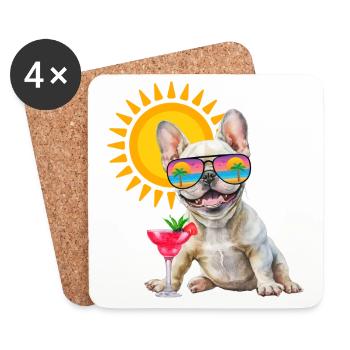 Dog on holiday - Coasters (set of 4) - white - Front