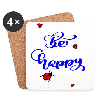be happy - Coasters (set of 4) - white - Front