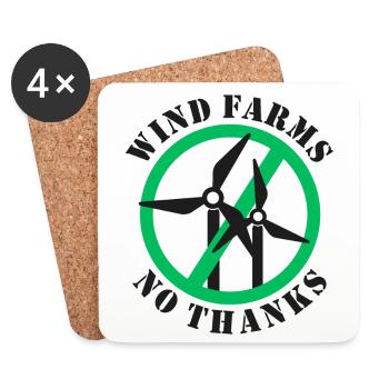 Wind Farms No Thanks - Coasters (set of 4) - white - Front