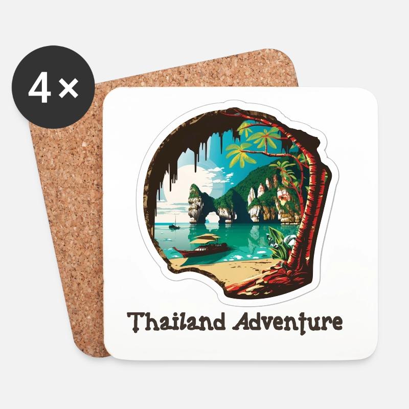 Thailand Adventure - Untersetzer (4er-Set) - Weiß