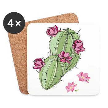 Cactus with flowers - Coasters (set of 4) - white - Front