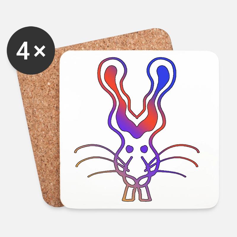 Angry Rabbit - Untersetzer (4er-Set) - Weiß