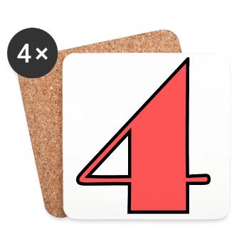4,4 JAHRE,4. GEBURTSTAG,4 JAHRE JUBILÄUM - Untersetzer (4er-Set) - Weiß - Vorne