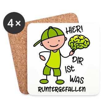 Hier! Dir ist was runtergefallen - Gehirn - Untersetzer (4er-Set) - Weiß - Vorne