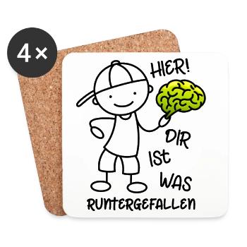 Hier Dir ist was runtergefallen - Gehirn - Untersetzer (4er-Set) - Weiß - Vorne