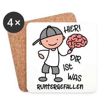Gehirn - Hier dir ist was runtergefallen - Untersetzer (4er-Set) - Weiß - Vorne
