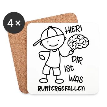 Strichmännchen Gehirn - Dir ist was runtergefallen - Untersetzer (4er-Set) - Weiß - Vorne