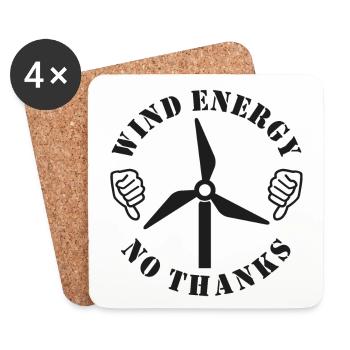 Énergie éolienne Non merci, pouce baissé - Dessous de verre (lot de 4) - blanc - Devant