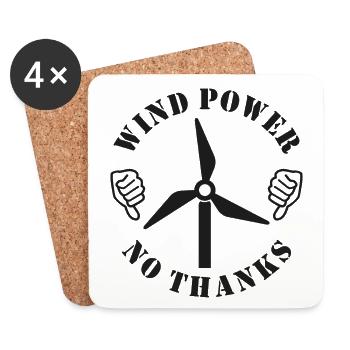 Wind Power No Thanks, Thumbs down - Coasters (set of 4) - white - Front