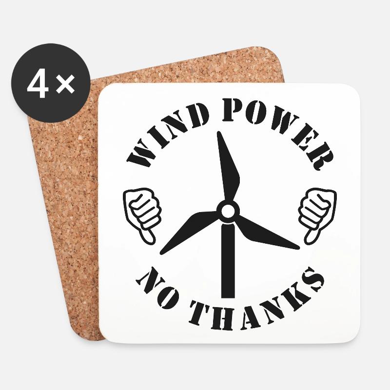 Windkraft Nein Danke, Daumen runter - Untersetzer (4er-Set) - Weiß
