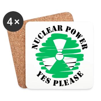 Nuclear Power, Yes Please, Nuclear Energy - Coasters (set of 4) - white - Front