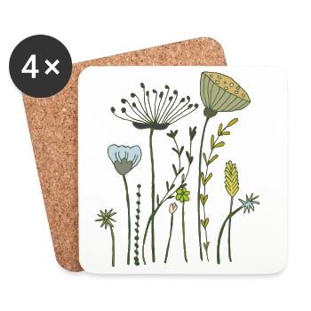 Dried flowers - Coasters (set of 4) - white - Front