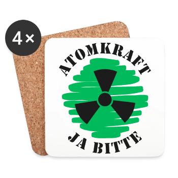 Atomkraft, Ja bitte, Kernenergie - Untersetzer (4er-Set) - Weiß - Vorne