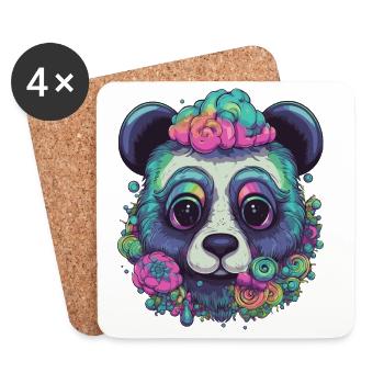Panda psychédélique - Dessous de verre (lot de 4) - blanc - Devant