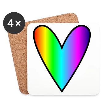 CŒUR. CŒURS. SAINT VALENTIN. LOVE. AMOUR. COUPLE. - Dessous de verre (lot de 4) - blanc - Devant