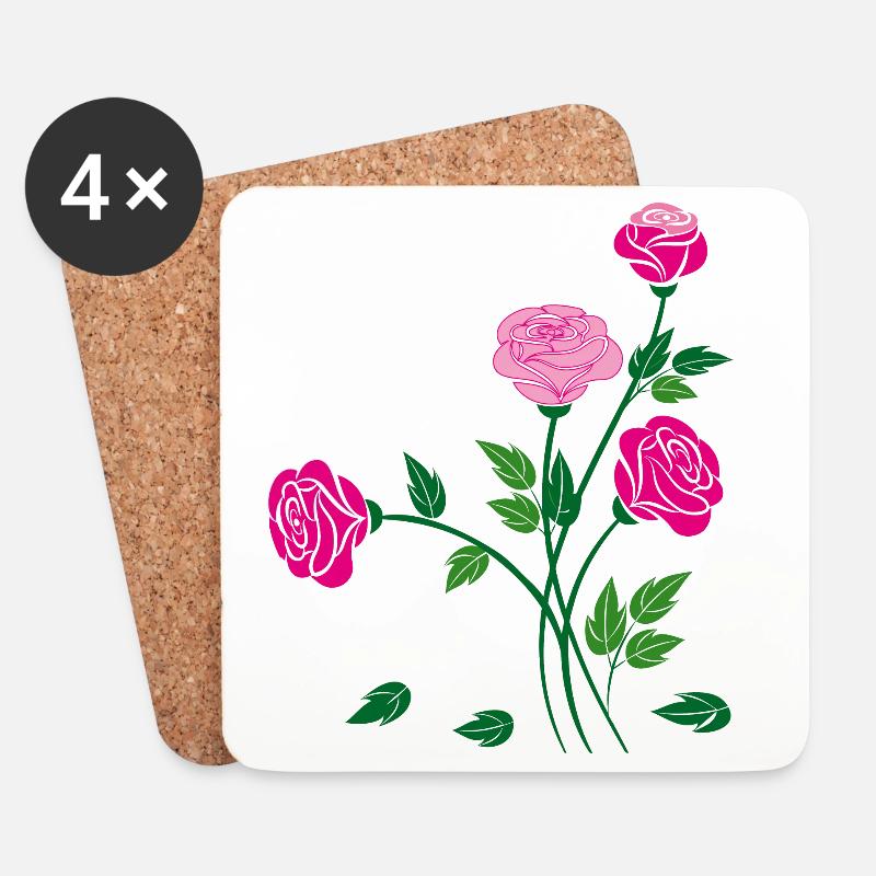 Rosen, Blumen, Garten - Untersetzer (4er-Set) - Weiß