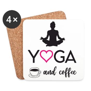 Yoga et café - Dessous de verre (lot de 4) - blanc - Devant