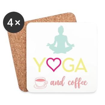 Yoga et café - Dessous de verre (lot de 4) - blanc - Devant
