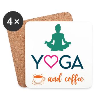 Yoga et café - Dessous de verre (lot de 4) - blanc - Devant
