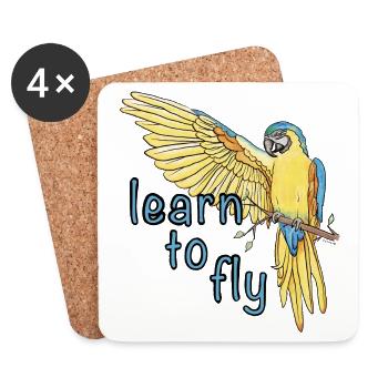 Parrot / Bird / Learning / Macaw / Flying / Wings - Coasters (set of 4) - white - Front