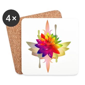 leuchtend bunte Fantasie Lotos Blüte - Untersetzer (4er-Set) - Weiß - Vorne