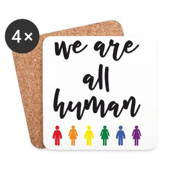 Mois de la fierté - Nous sommes tous humains - Dessous de verre (lot de 4) - blanc - Devant