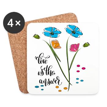 L’amour est la réponse, Liebe - Dessous de verre (lot de 4) - blanc - Devant