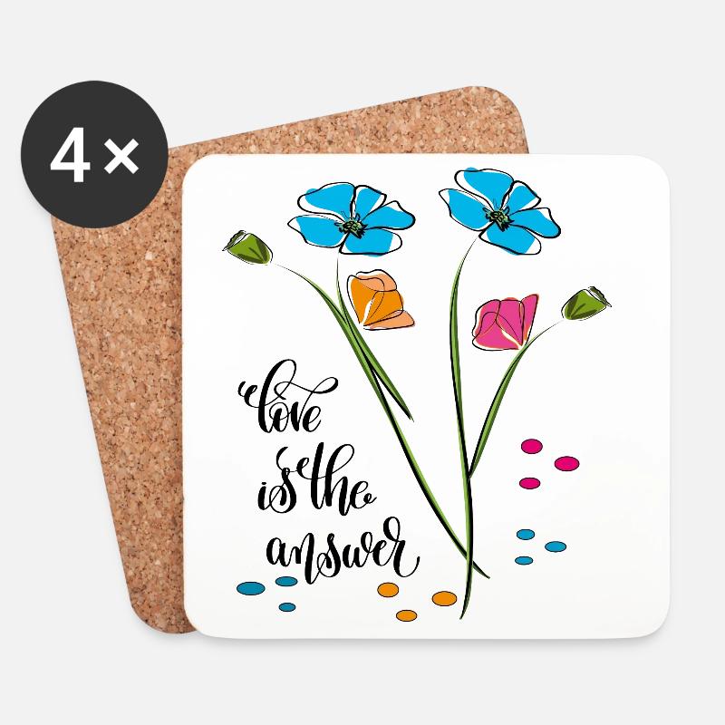 Love is the answer, Liebe - Untersetzer (4er-Set) - Weiß