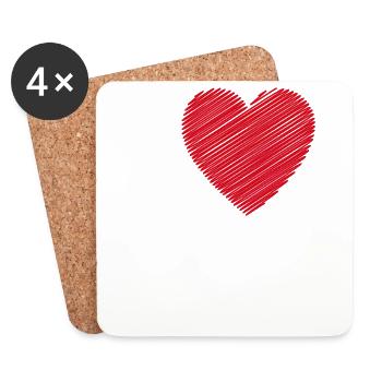 Typographie Love Heart pour la Saint-Valentin - Dessous de verre (lot de 4) - blanc - Devant