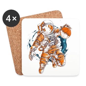 Astronaut spielt mit Basketball im Weltall Grafik - Untersetzer (4er-Set) - Weiß - Vorne