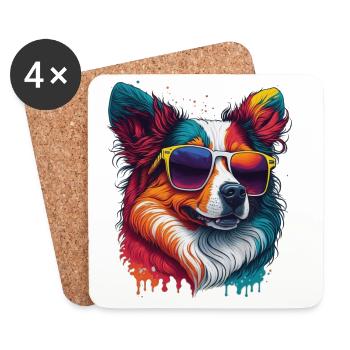 cooler Hund - Untersetzer (4er-Set) - Weiß - Vorne
