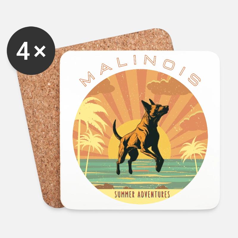 Belgischer Schäferhund - Sommer - Untersetzer (4er-Set) - Weiß