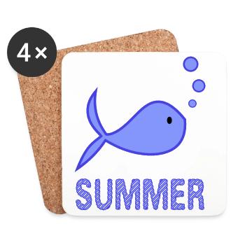 POISSON. POISSON D'AVRIL. VACANCES. ETE. HUMOUR - Dessous de verre (lot de 4) - blanc - Devant