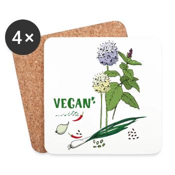 Végétalien, Herbes - Dessous de verre (lot de 4) - blanc - Devant