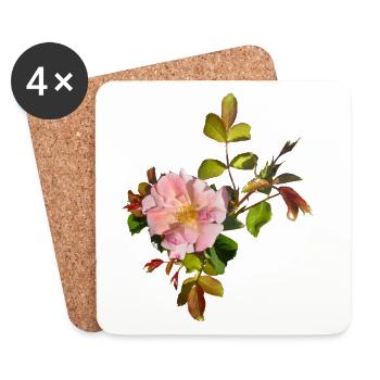 Zarte Rosa Rosenblüte - Untersetzer (4er-Set) - Weiß - Vorne
