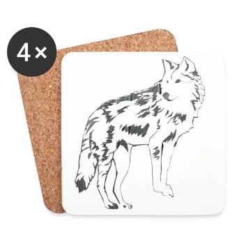 Loup - Dessous de verre (lot de 4) - blanc - Devant