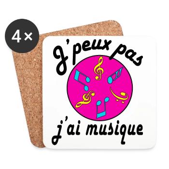 J'peux pas j'ai musique texte noir - Dessous de verre (lot de 4) - blanc - Devant