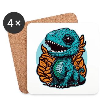 Niedlicher kleiner Dinosaurier - Untersetzer (4er-Set) - Weiß - Vorne
