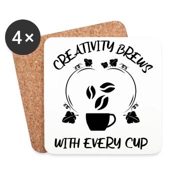 Kaffee Espresso Käffchen - Untersetzer (4er-Set) - Weiß - Vorne