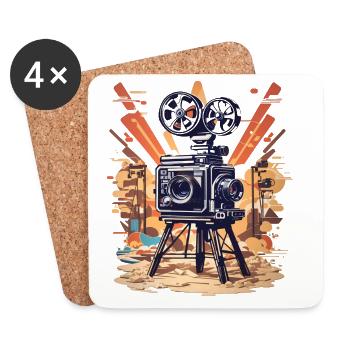 Retro Film Kamera - Untersetzer (4er-Set) - Weiß - Vorne