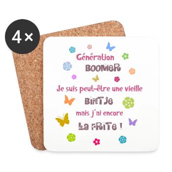 Génération Boomer - "La Frite" - Dessous de verre (lot de 4) - blanc - Devant