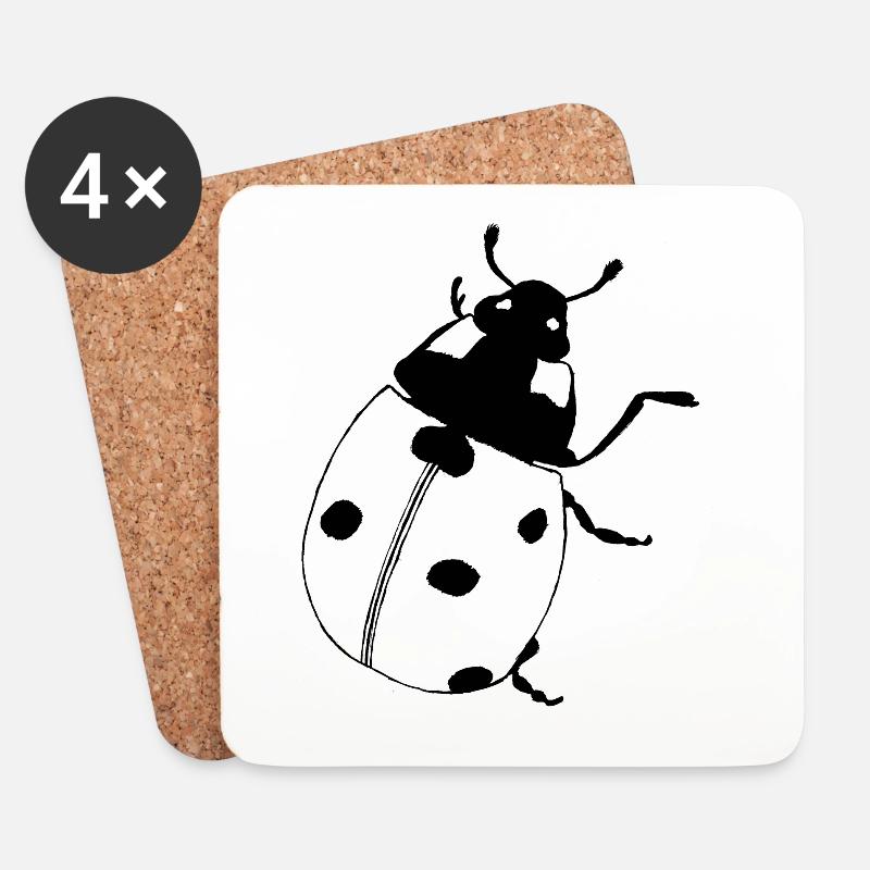 Marienkäfer Ladybird - Untersetzer (4er-Set) - Weiß