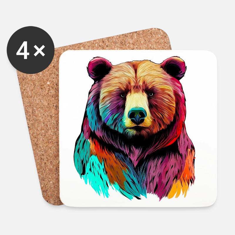 Bear - Coasters (set of 4) - white