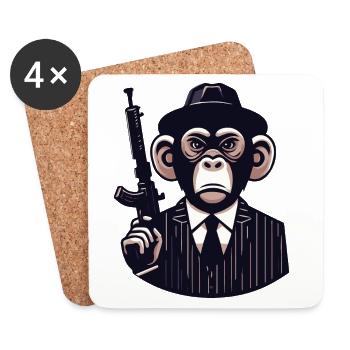 Pinstripe Gangster Monkey - Coasters (set of 4) - white - Front