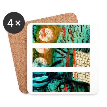 Paysage abstrait aux couleurs vives - Dessous de verre (lot de 4) - blanc - Devant