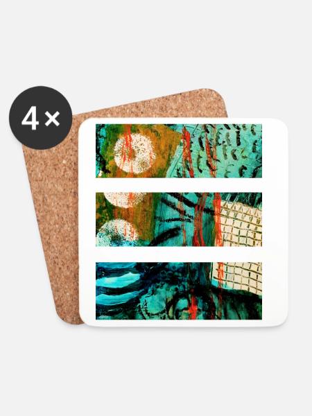 Abstract Landscape with Vibrant Colors - Coasters (set of 4) - white