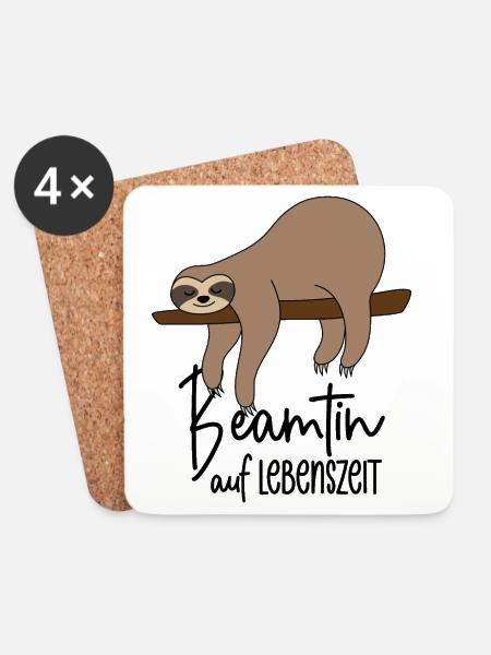 Beamtin auf Lebenszeit - Faultier - Untersetzer (4er-Set) - Weiß