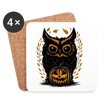 Halloween-Eule - Untersetzer (4er-Set) - Weiß - Vorne